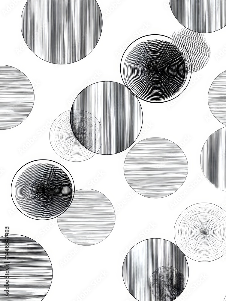 Poster abstract grey and white circles pattern - stylish abstract background featuring overlapping grey and