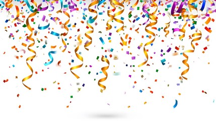 Naklejka premium Colorful Confetti and Ribbons Celebration Background