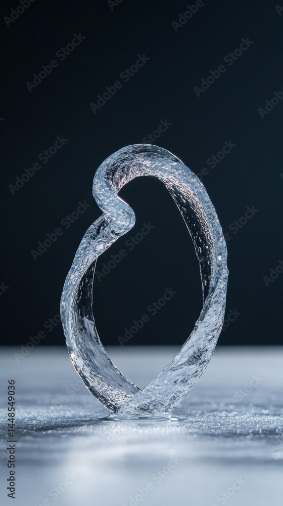 Aufkleber Fluid Dynamics Artistry Transparent Liquid Sculpture Showcasing Minimalist Design, Circular Flow, and Cutting-Edge Material Innovation for Modern Conceptual Visualization