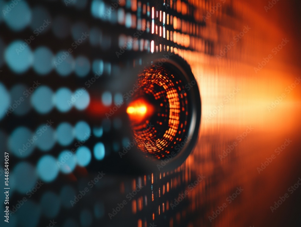 Poster Cybersecurity AI Vision Immersive Digital Surveillance Technology with Glowing Intelligent Sensor Capturing Advanced Technological Breakthrough in Data Protection