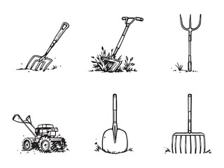 Cultivator line art icon minimal agricultural design