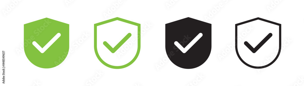 Poster set of green and red check box with yes and no sign. modern label icons check mark and cross on tran