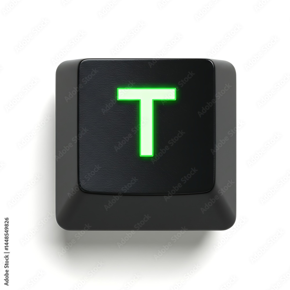 Aufkleber close-up of a single illuminated keyboard key: letter t