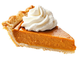 Isolated Pumpkin Pie Slice with Cream
