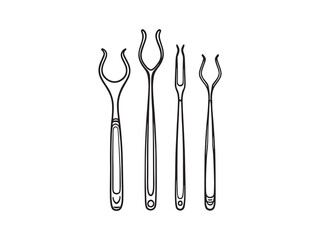 Curette line art icon minimalist healthcare logo concept