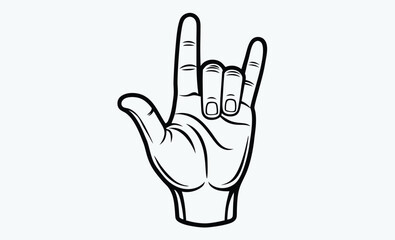 Hand gesture silhouette, hand gesture, peace sign, v sign, line icon, vector silhouette, outline style