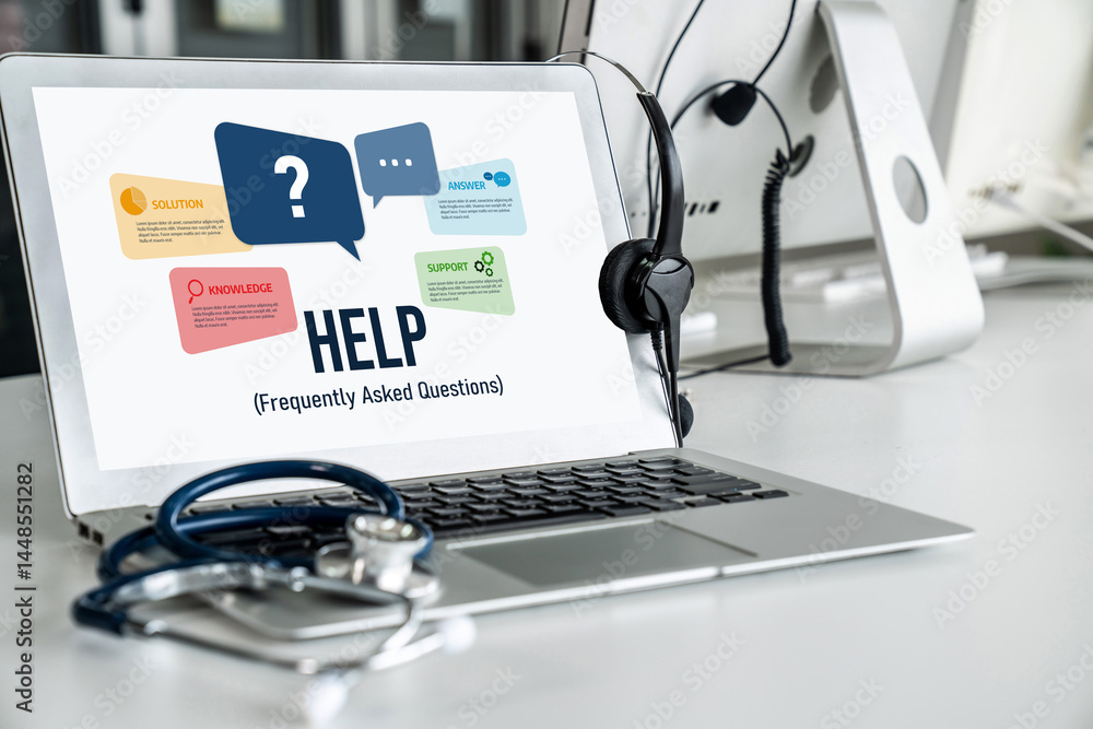 Poster help screen on the website provide answer to faq frequently asked question snugly with knowledge inf