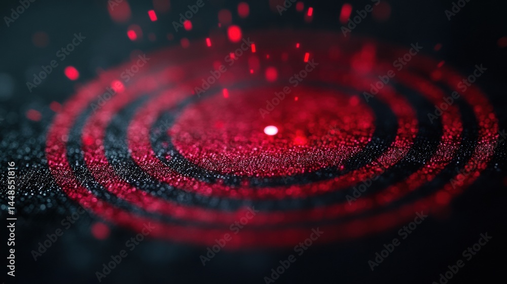 Poster Cybersecurity Visualization Dynamic Red Particle Wave Network Threat Detection and Digital Resilience for Next-Gen Technological Defense Systems