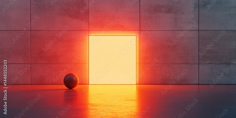 Aufkleber digital minimalism meets neon aesthetics luminescent geometric sphere illuminating futuristic indust
