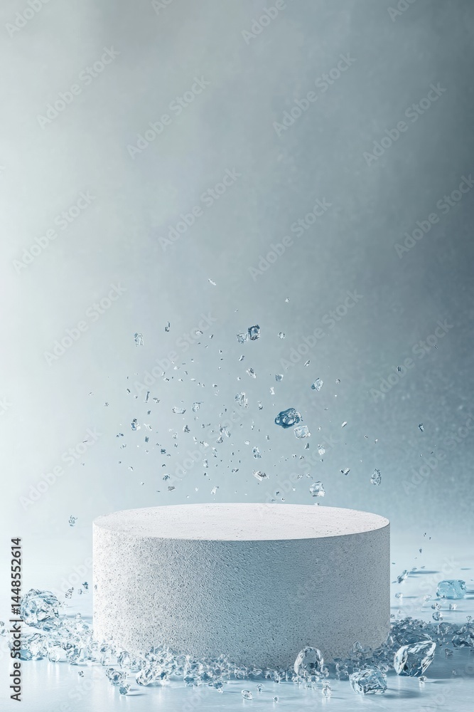 Poster fluid minimalism innovative tech podium with dynamic water splash - next-gen product visualization f
