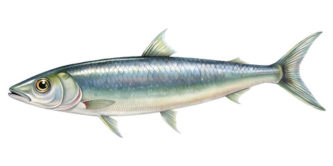 Obraz premium Detailed Illustration of a Single Pacific Herring Fish Aquatic Animal