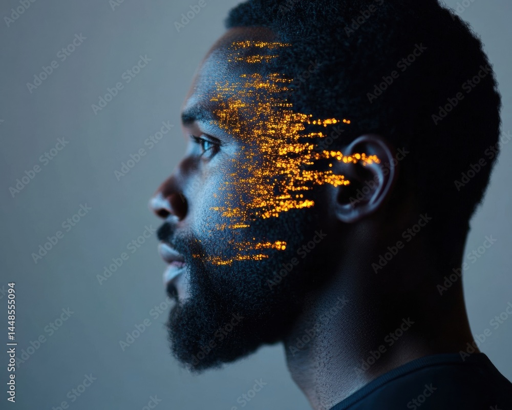 Aufkleber immersive digital identity futuristic ai portrait exploring neural connectivity, emotional intellige