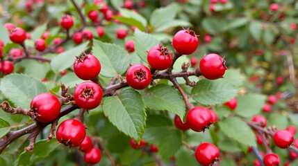 Fototapeta premium Thorns on a Rose hip bush