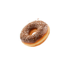 Single Maple Bar Donut Dropping Mid Air  isolated on a transparent background