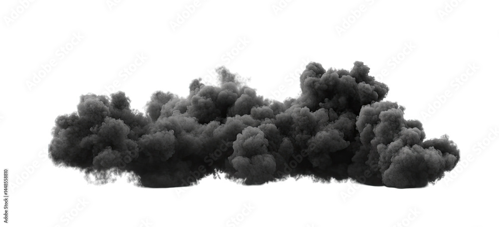 Poster a dramatic cloud of dark smoke billowing against a transparent background. creating a striking visua