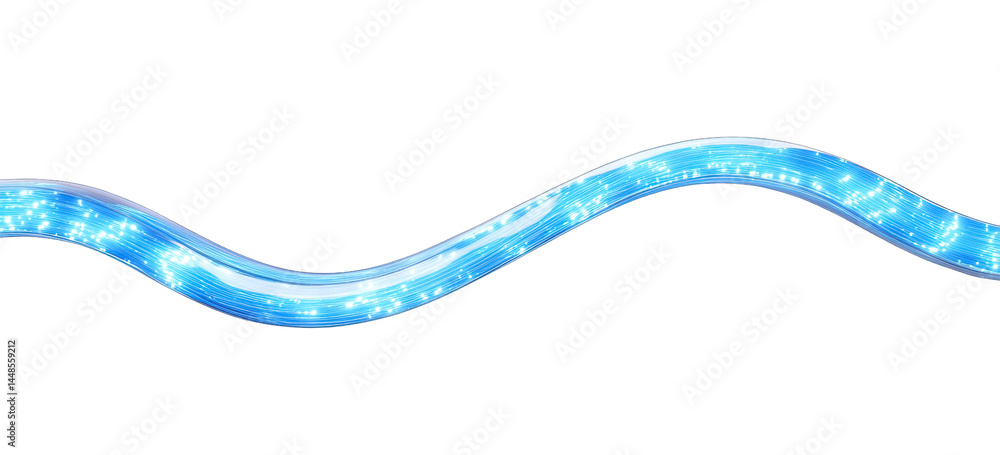 Poster a shimmering blue wave gracefully undulating against a transparent background. evoking a sense of tr
