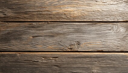 Fototapeta premium Close-up of weathered rustic wooden planks with distinct grain patterns and earthy tones.