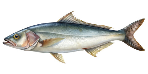 Fototapeta premium Detailed Illustration of a Silver Pompano Fish Showing its Scales Fins and Body Structure