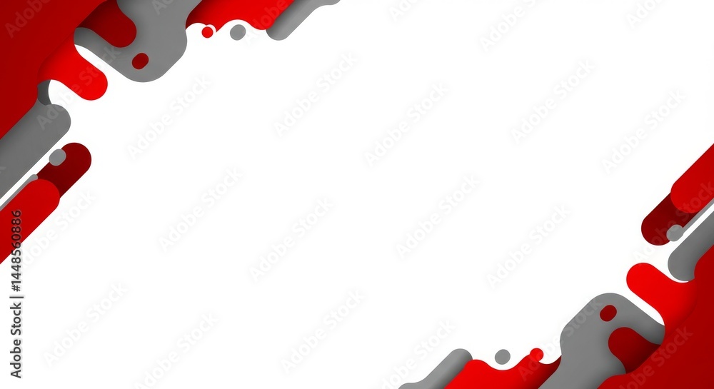 Poster abstract red and gray design - modern abstract background with red and gray shapes on a white backgr