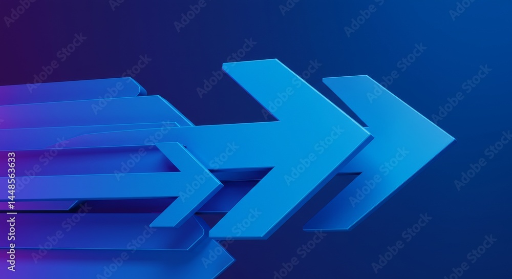 Aufkleber forward momentum: abstract arrow design - dynamic blue arrows on a gradient background symbolizing p
