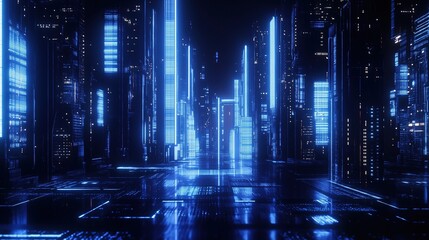 Obraz premium Neon-lit Cyberpunk Cityscape