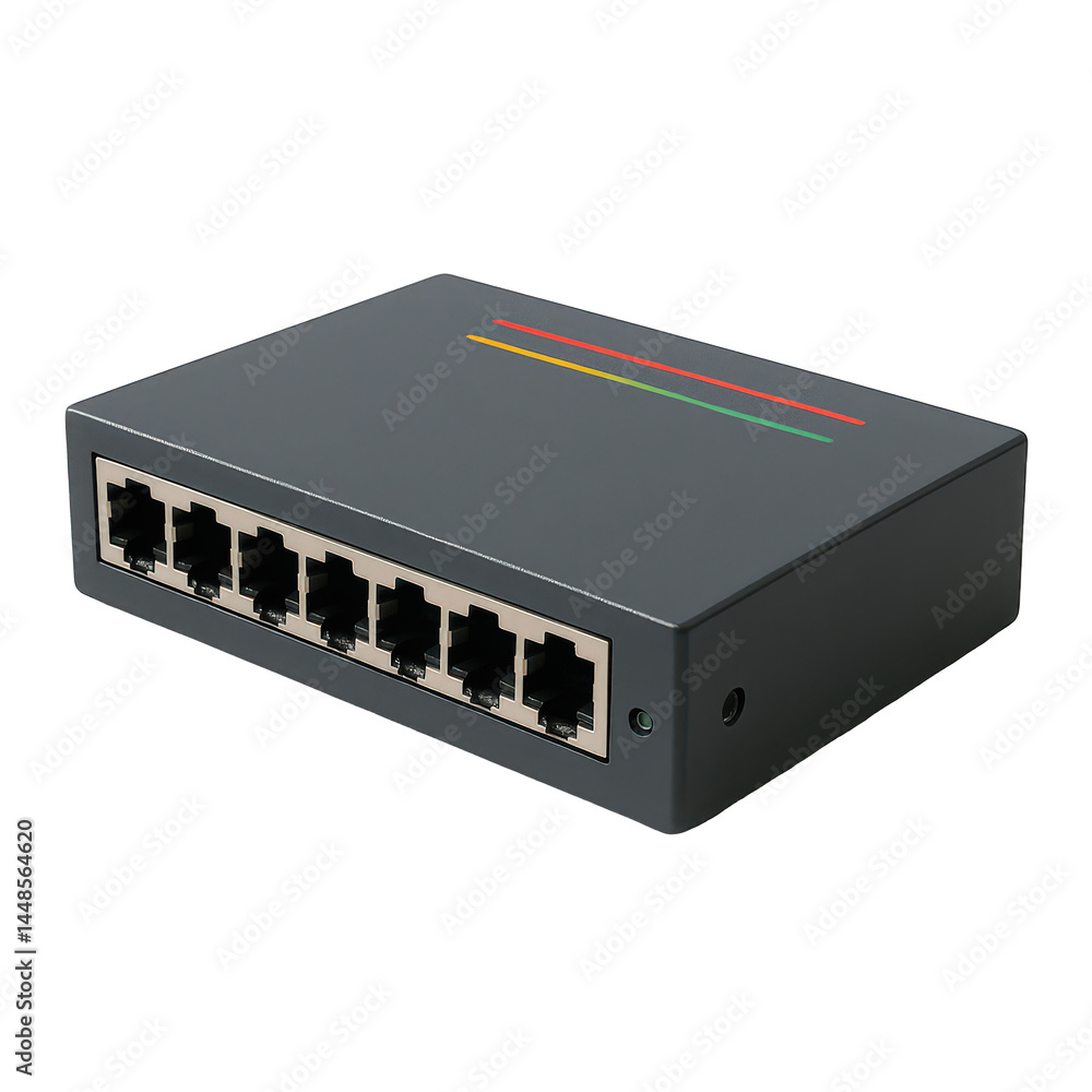 Poster upgrade your network with this sleek gray 8-port switch, enabling seamless high-speed connections fo