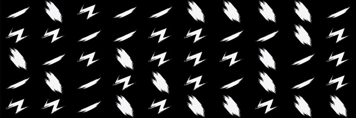 Wavy and swirled brush strokes vector pattern. Black paint freehand scribbles, abstract ink background. Brushstrokes, smears, lines, squiggle pattern