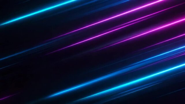 Dynamic neon light streaks in blue and pink colors on dark background