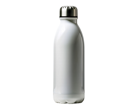 Sleek, Modern Stainless Steel Water Bottle for Eco-Friendly Hydration on the Go on transparent background