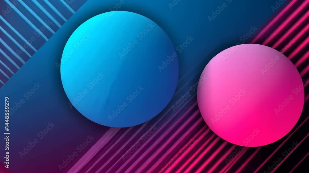 Poster dynamic abstract geometric circles with striped background in vibrant colors