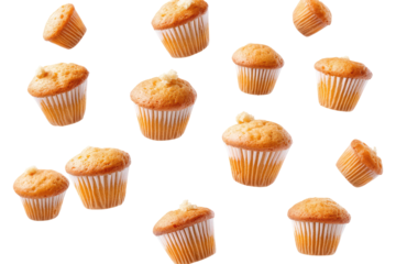 Muffins In Free Fall Cutou  isolated on a transparent background