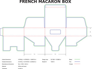 Macaron Box Die Cut Template Packaging Design Blueprint Vector Illustration