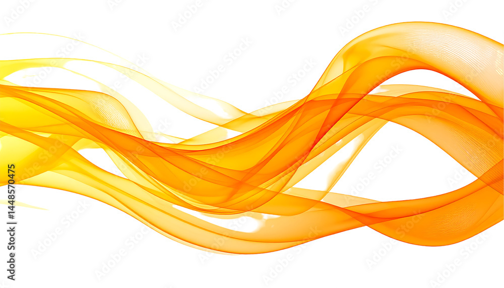 Poster abstract orange wave design flowing smoothly on transparent background for website banner or present