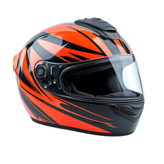 Fototapeta premium Orange and Black Motorcycle Helmet Safety Gear Racing Sport