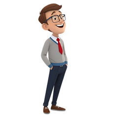 Obraz premium Modern Cartoon Businessman with Youthful Look – Vector