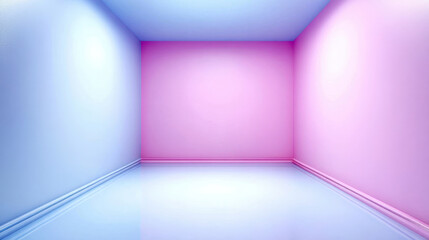 Vivid minimal backdrop featuring color blocks in blue and pink, creating bold yet simple aesthetic. smooth surfaces reflect light, enhancing vibrant atmosphere