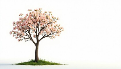 Fototapeta premium Delicate young tree, isolated on pure white backdrop, photography, forest