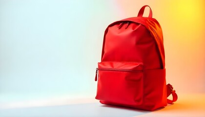 red backpack, isolated over white.
