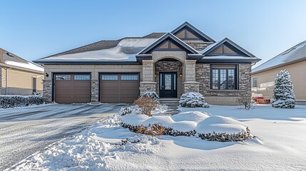 Modern home in winter