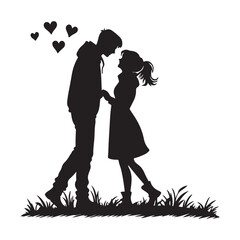 Silhouette of a couple in love man and woman