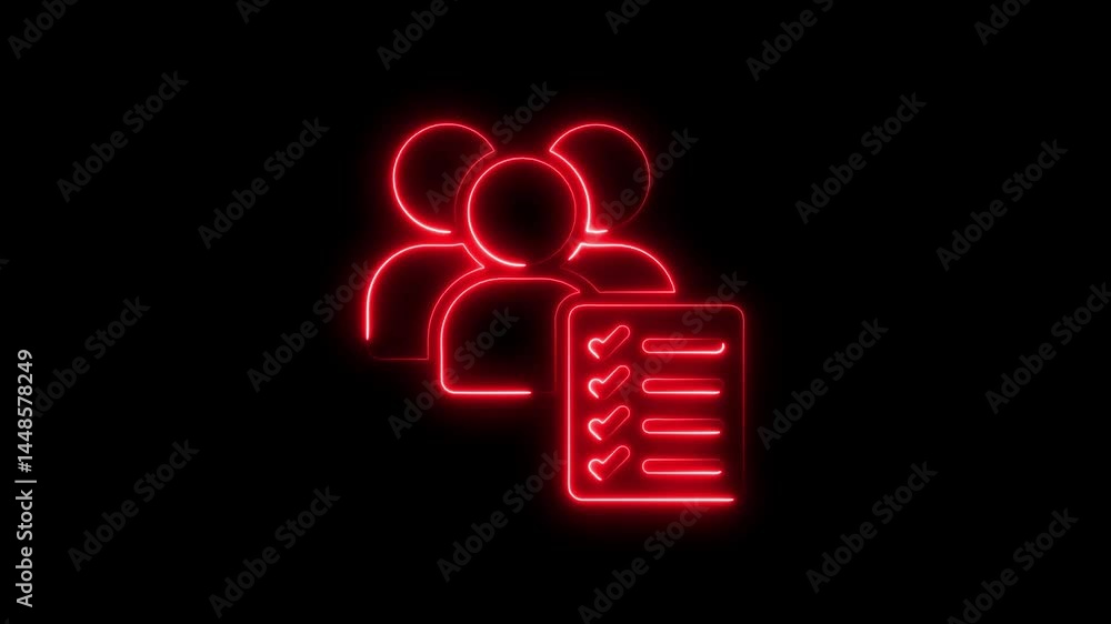 Aufkleber neon icon animation of group with checklist indicating tasks completed