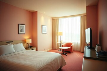 Serene Hotel Room: Minimalist Design with Soft Lighting