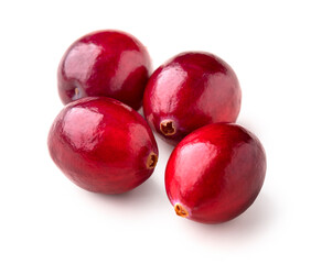 Ripe cranberry isolated on white with clipping path.
