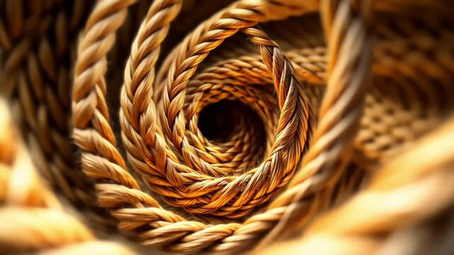 Golden spiral of woven fibers. Abstract texture.
