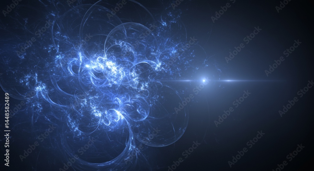 Aufkleber abstract blue fractal light patterns swirling against a dark background, creating a sense of depth a