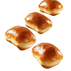 Brioche Rolls Descending Mid Air Back  isolated on a transparent background