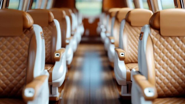 Luxurious brown leather seats in a modern vehicle. Comfortable and stylish interior design.