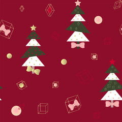 seamless pattern of stylishly decorated Christmas trees