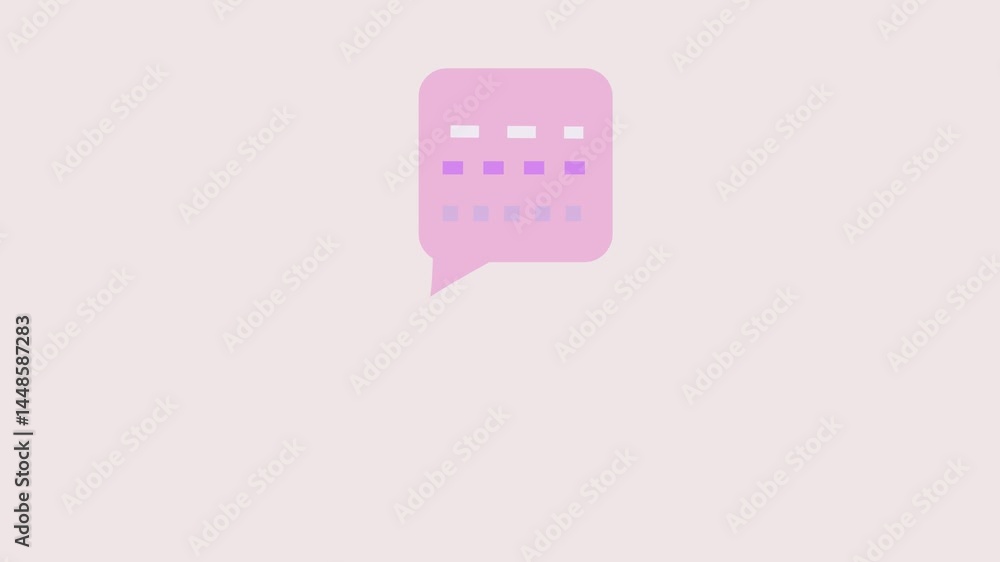 Poster minimal animated speech bubble icon on bright background. ideal for messaging notifications, user in