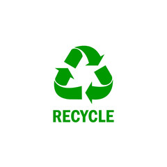 Recycle icon vector. Green recycling symbol with arrows, promoting sustainability and resource conservation.